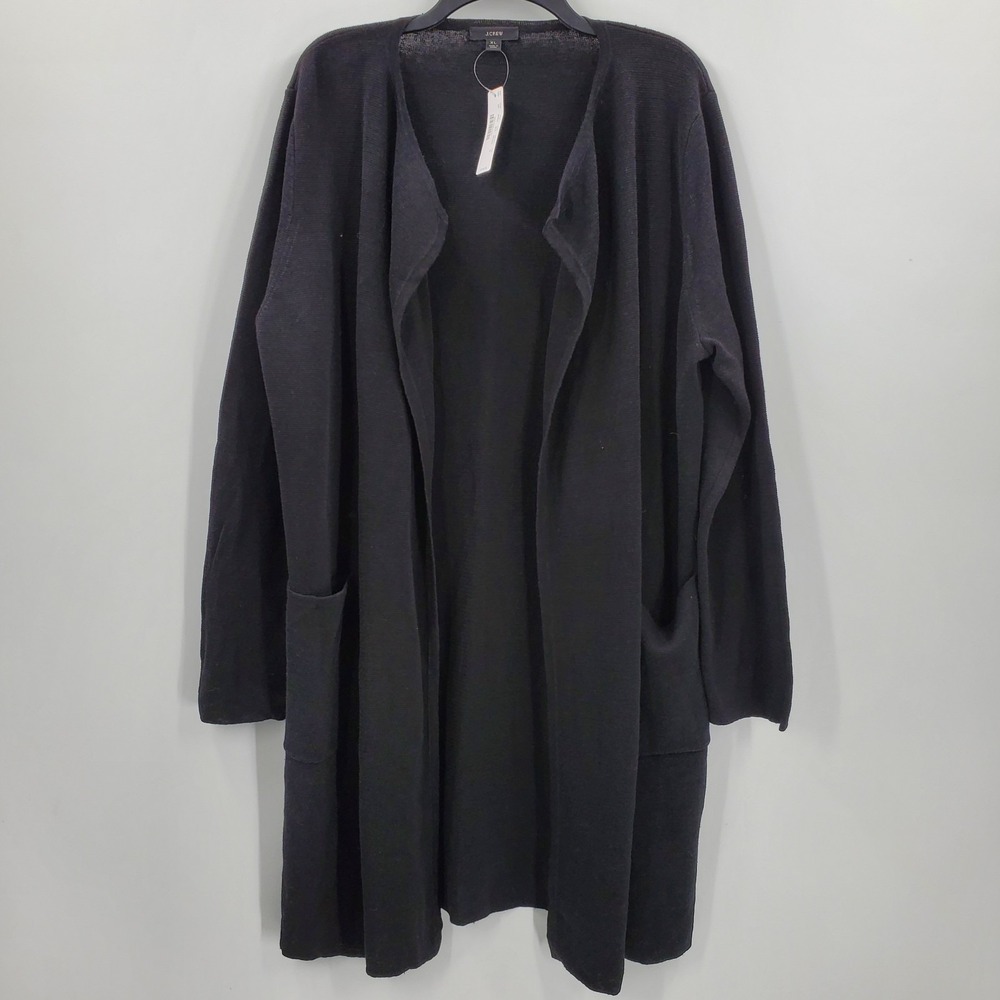 J. Crew Juliette Collarless Sweater Blazer Linen Blend Black Small #AM561 NEW B9